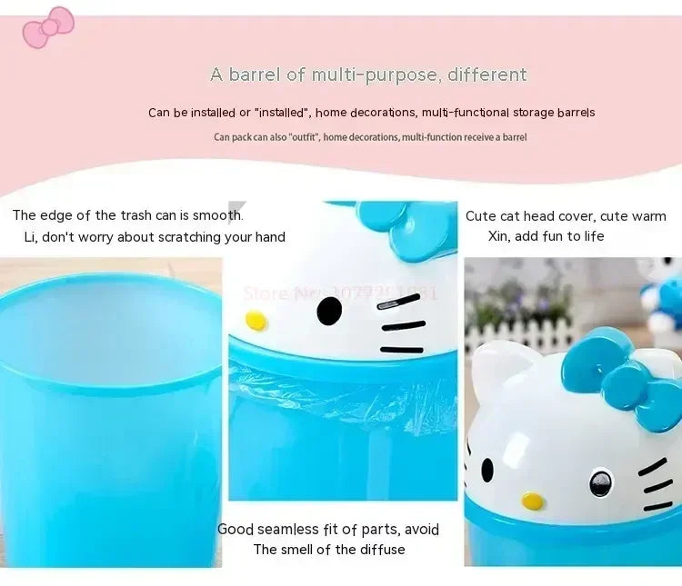 New Sanrio Hello Kitty Dustbin Trash Can Rubbish Bin Garbage Binsanrio Kawaii Trash Paper Basket Can Living Room Bedroom