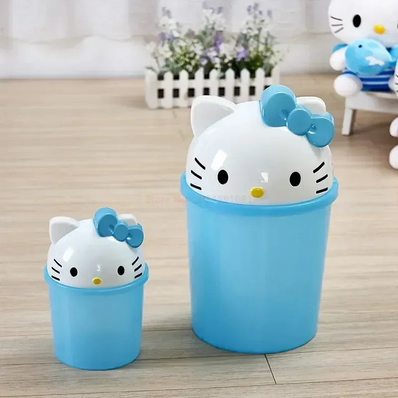 New Sanrio Hello Kitty Dustbin Trash Can Rubbish Bin Garbage Binsanrio Kawaii Trash Paper Basket Can Living Room Bedroom