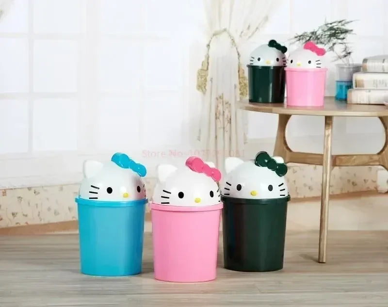 New Sanrio Hello Kitty Dustbin Trash Can Rubbish Bin Garbage Binsanrio Kawaii Trash Paper Basket Can Living Room Bedroom