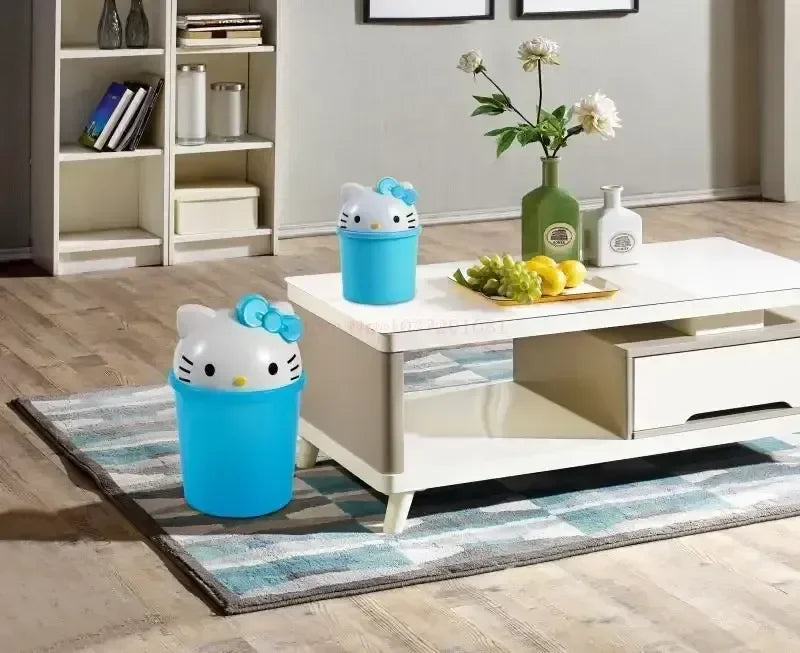 New Sanrio Hello Kitty Dustbin Trash Can Rubbish Bin Garbage Binsanrio Kawaii Trash Paper Basket Can Living Room Bedroom