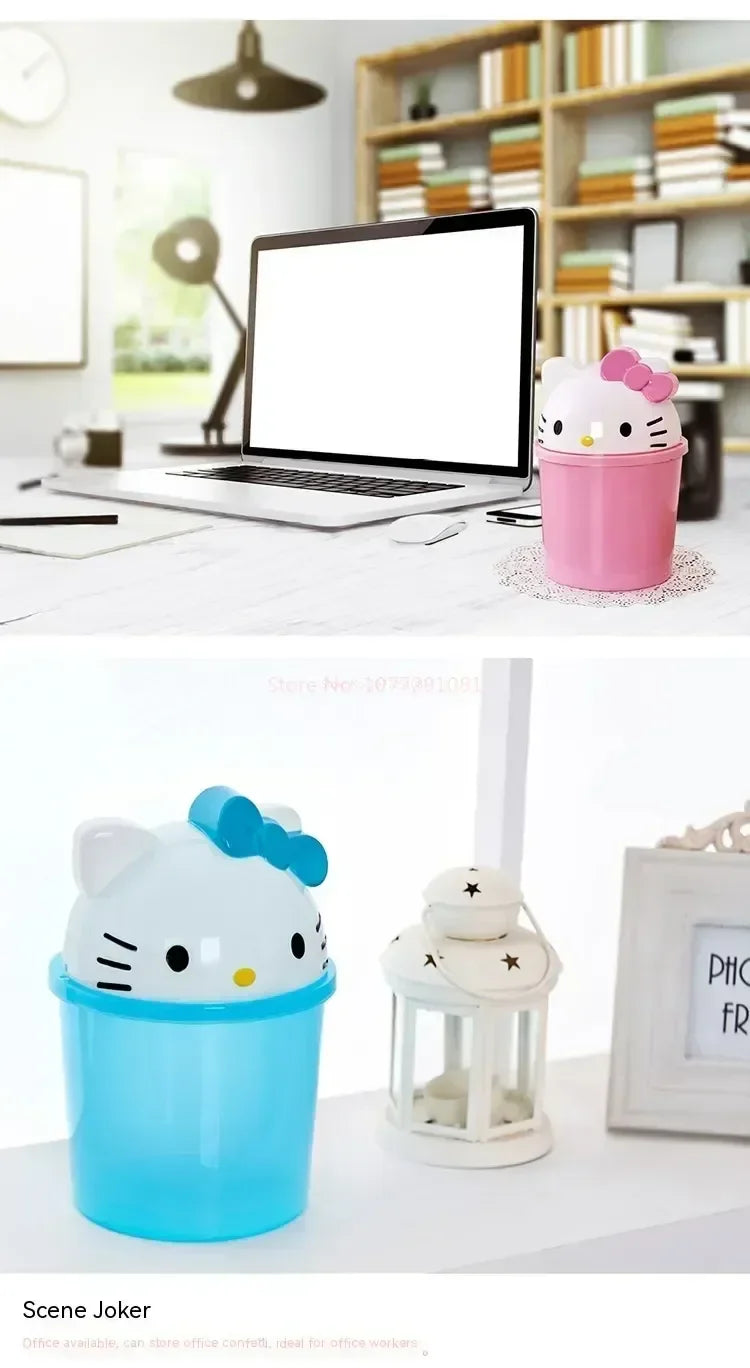 New Sanrio Hello Kitty Dustbin Trash Can Rubbish Bin Garbage Binsanrio Kawaii Trash Paper Basket Can Living Room Bedroom