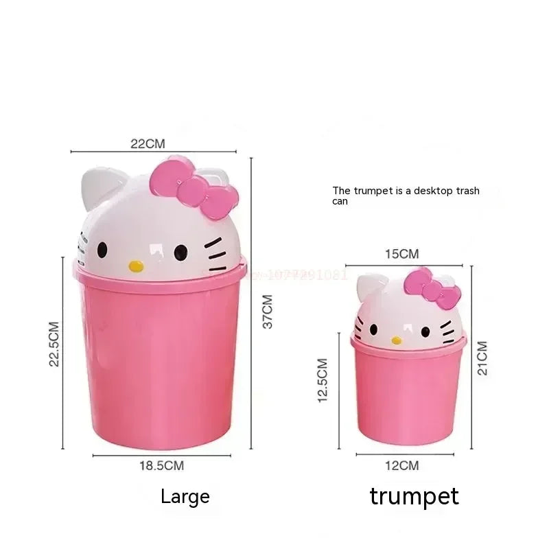 New Sanrio Hello Kitty Dustbin Trash Can Rubbish Bin Garbage Binsanrio Kawaii Trash Paper Basket Can Living Room Bedroom