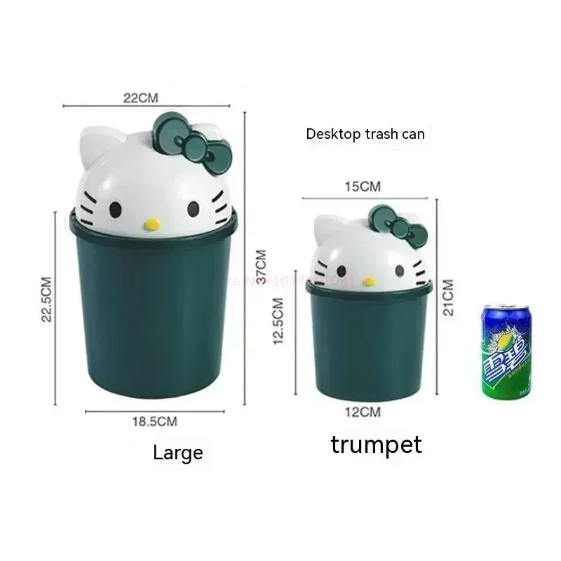 New Sanrio Hello Kitty Dustbin Trash Can Rubbish Bin Garbage Binsanrio Kawaii Trash Paper Basket Can Living Room Bedroom